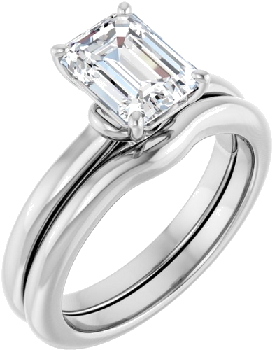 Sužadėtuvių Žiedas „Solitaire“ 14k white gold Emerald 8mm x 6mm (6)
