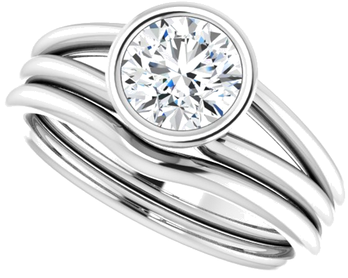 Sužadėtuvių Žiedas „Bezel-Set Solitaire“ 585 Baltojo Aukso Round 6.5mm (10)