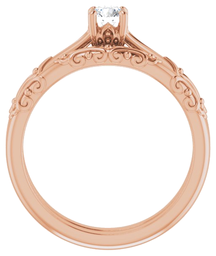Sužadėtuvių Žiedas „Solitaire Sculptural“ 10k rose gold Round 4.1mm (7)