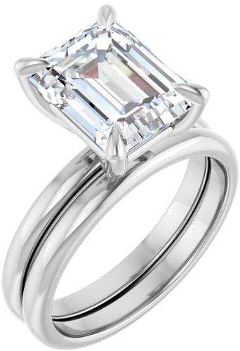 Sužadėtuvių Žiedas „Solitaire“ 14k white gold Emerald 10mm x 8mm (6)