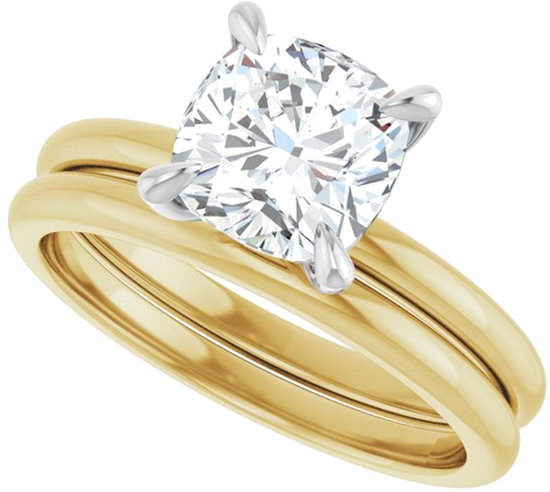 Sužadėtuvių Žiedas „Solitaire“ 14k yellow/white gold Cushion 7mm (10)
