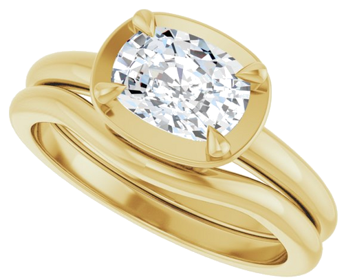 Sužadėtuvių Žiedas „Claw-Prong Solitaire Bezel-Style“ 14k yellow gold Elongated Cushion 7.5mm x 5.5mm (10)