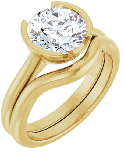 Sužadėtuvių Žiedas „Half Bezel Solitaire“ 585 Geltonojo Aukso Round 8.2mm (6)