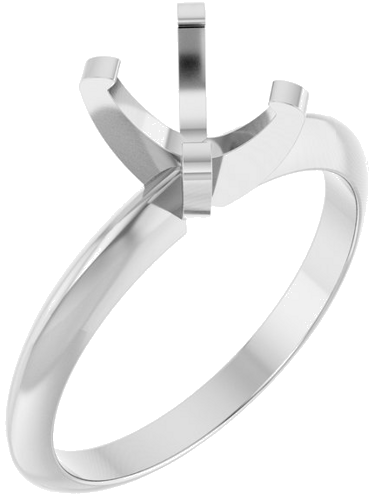 14K White 7x5 mm Oval Solitaire Engagement Ring Mounting (1)