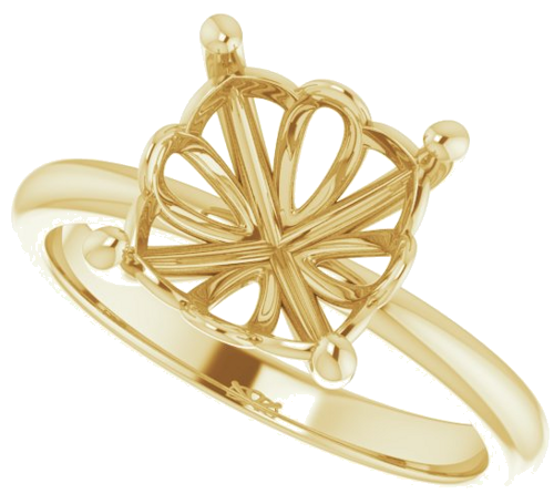 14K Yellow 9 mm Cushion Solitaire Engagement Ring Mounting (5)
