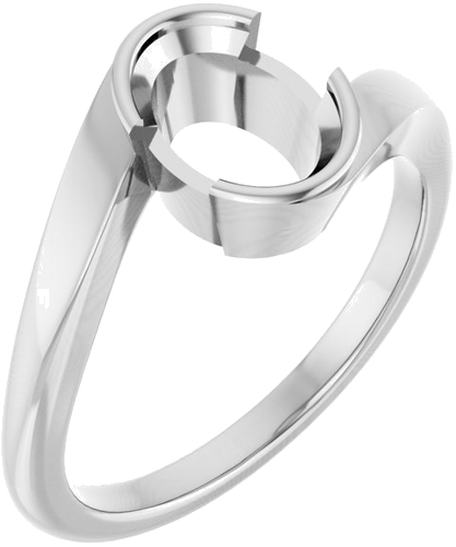 Sužadėtuvių Žiedas „Half-Bezel Solitaire“ 14k white gold Oval 8mm x 6mm (1)