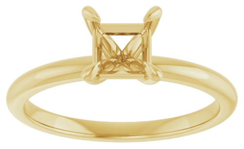 14K Yellow  5x5 mm Square Solitaire Engagement Ring Mounting (3)