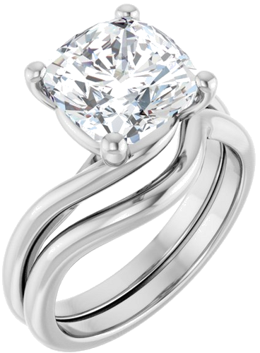Sužadėtuvių Žiedas „Bypass“ 14k white gold Cushion 9mm (6)