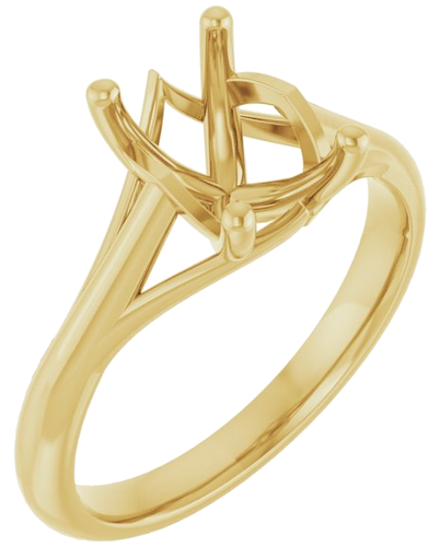 14K Yellow 8x6 mm Emerald Solitaire Engagement Ring Mounting (1)