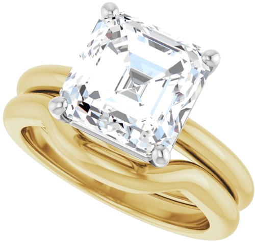 Sužadėtuvių Žiedas 14k yellow/white gold Asscher 9mm (10)