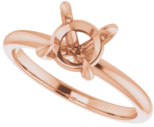 14K Rose  7 mm Round Solitaire Engagement Ring Mounting (5)