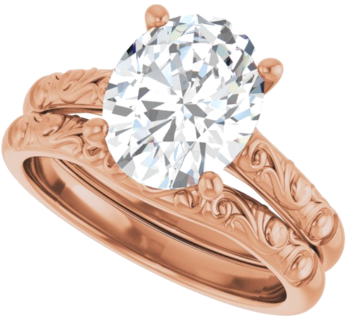 Sužadėtuvių Žiedas „Solitaire“ 14k rose gold Oval 10mm x 8mm (10)