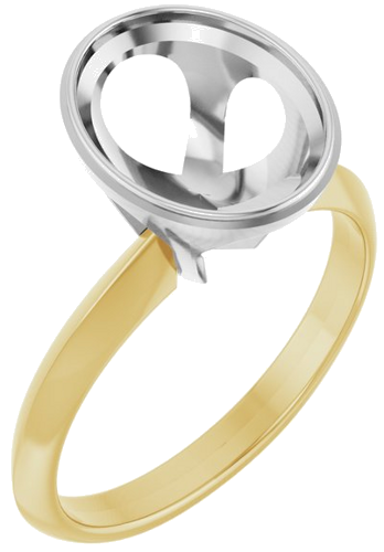 Sužadėtuvių Žiedas „Bezel-Set Solitaire“ 14k yellow/white gold Oval 10mm x 8mm (1)