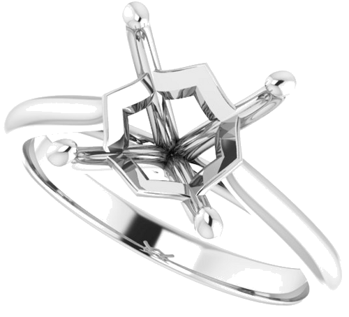 Sužadėtuvių Žiedas „Solitaire“ 585 Baltojo Aukso Square 7.5mm (5)