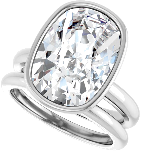 Sužadėtuvių Žiedas „Bezel-Set Solitaire“ 14k white gold Elongated Cushion 14mm x 10mm (10)