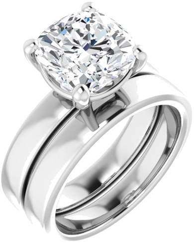Sužadėtuvių Žiedas „Solitaire“ 14k white gold Cushion 9mm (6)