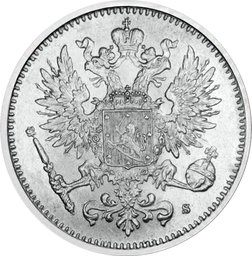 50 Pennia (1872-1917) Suomija sidabrinė moneta (2)