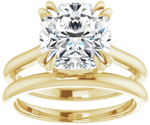 Sužadėtuvių Žiedas „Double Claw-Prong“ 14k yellow gold Cushion 9mm (8)
