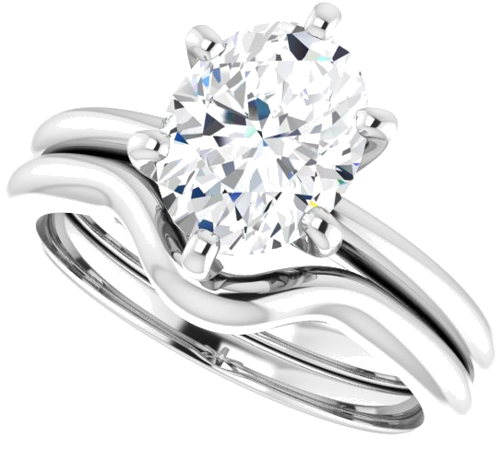 Sužadėtuvių Žiedas „Solitaire“ 585 Baltojo Aukso Oval 9mm x 7mm (10)