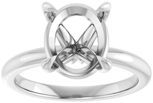 14K White 11x9 mm Oval Solitaire Engagement Ring Mounting (3)