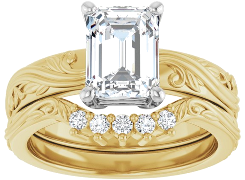 Sužadėtuvių Žiedas „Solitaire Sculptural“ 14k yellow/white gold Emerald 8mm x 6mm (8)