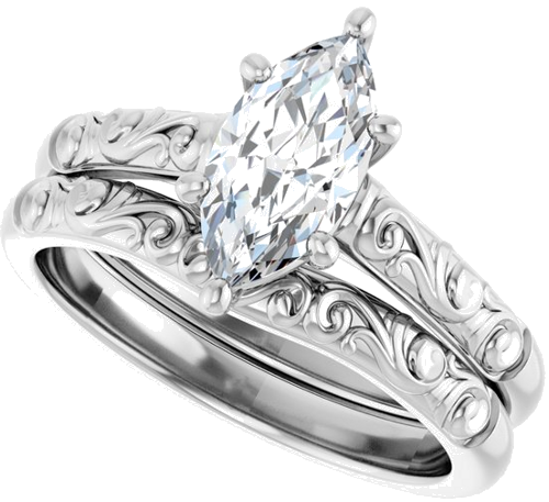 10K White 10x5 mm Marquise Solitaire Engagement Ring Mounting (8)