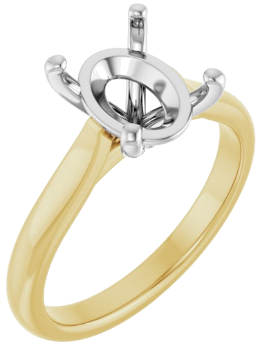 Sužadėtuvių Žiedas 14k yellow/white gold Oval 10mm x 8mm (1)