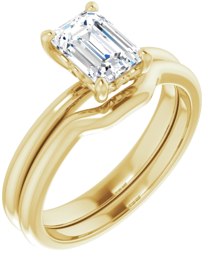 Sužadėtuvių Žiedas „Solitaire“ 585 Geltonojo Aukso Emerald 7mm x 5mm (6)