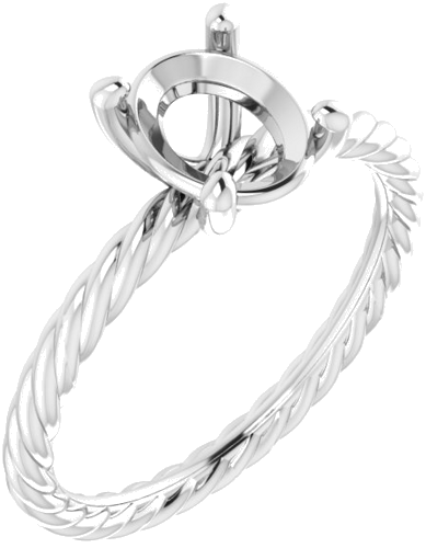 14K White 8x6 mm Oval Solitaire Engagement Ring Mounting (1)