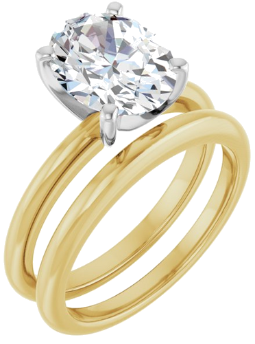 Sužadėtuvių Žiedas „Solitaire“ 750 Geltonojo Aukso Ir 950 Platinos Oval 10mm x 8mm (6)