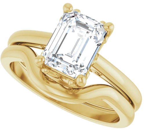 Sužadėtuvių Žiedas „Solitaire Vintage-Inspired Scroll“ 14k yellow gold Emerald 8mm x 6mm (10)