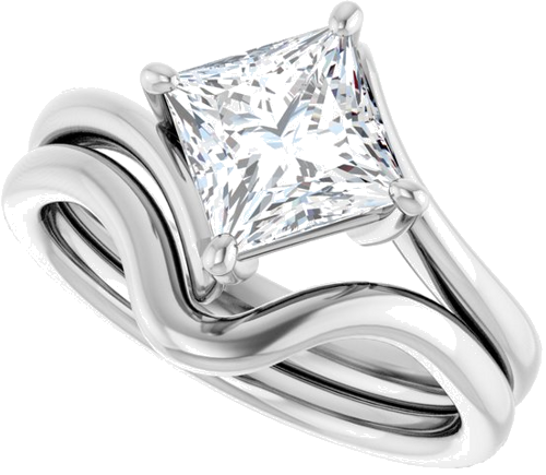 Sužadėtuvių Žiedas „Solitaire Bypass“ 14k white gold Square 6.5mm (10)