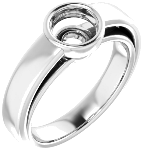 Sužadėtuvių Žiedas „Bezel-Set Solitaire“ 14k white gold Round 6mm (1)