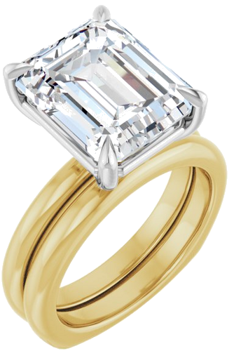 Sužadėtuvių Žiedas „Claw-Prong Euro Shank“ 14k yellow/white gold Emerald 12mm x 10mm (6)
