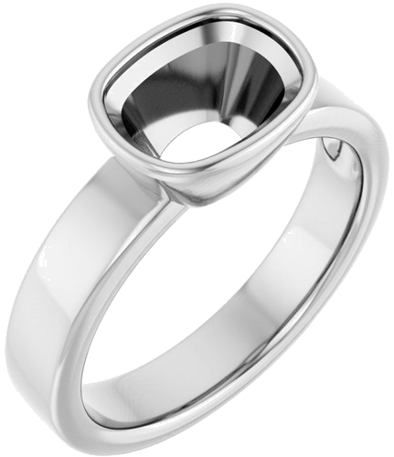 Sužadėtuvių Žiedas „Bezel-Set Solitaire“ 950 Platinos Elongated Cushion 8.5mm x 6.5mm (1)