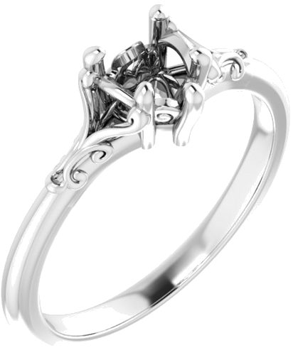 Sužadėtuvių Žiedas „Solitaire“ 10k white gold Heart 5mm (1)