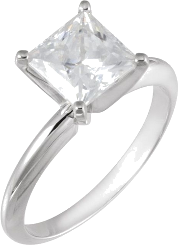 14K White 6.5 mm Square Solitaire Ring Mounting (3)