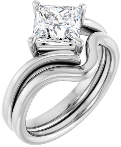 Sužadėtuvių Žiedas „Solitaire Bypass“ 14k white gold Square 6.5mm (6)