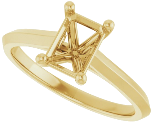 14K Yellow 7x5 mm Emerald Solitaire Engagement Ring Mounting (5)