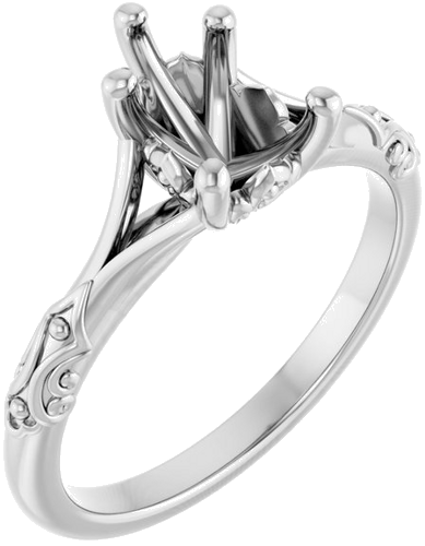 Sužadėtuvių Žiedas „Solitaire Sculptural“ 10k white gold Pear 8mm x 6mm (1)