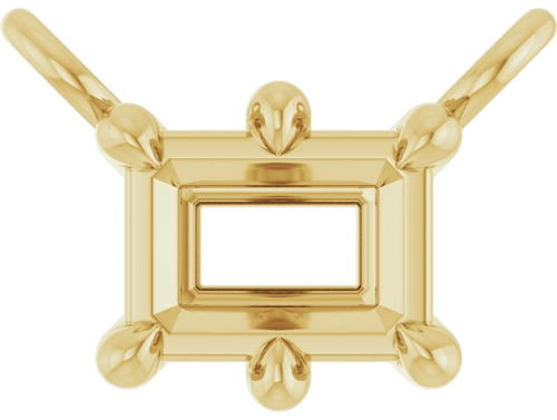 14K Yellow 4x3 mm Emerald 6-Prong Necklace Center (1)