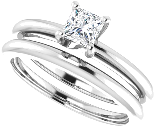 14K White  4 mm Square Solitaire Engagement Ring Mounting (10)