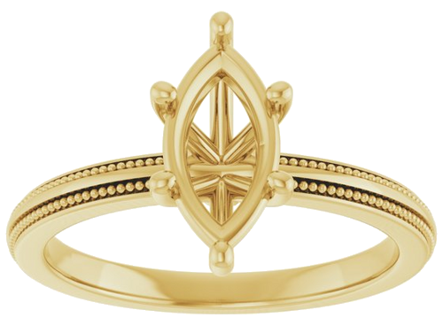 Sužadėtuvių Žiedas „Solitaire Milgrain“ 14k yellow gold Marquise 10mm x 5mm (3)