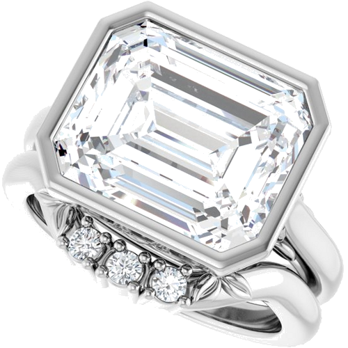 Sužadėtuvių Žiedas „Bezel-Set“ 14k white gold Emerald 12mm x 10mm (10)