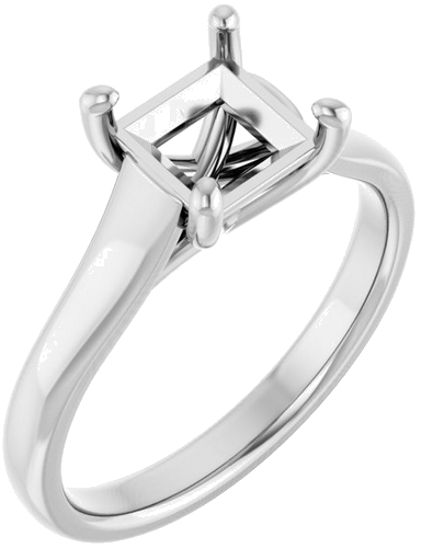 14K White 6 mm Square Solitaire Engagement Ring Mounting (1)