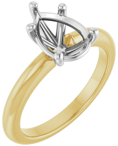 Sužadėtuvių Žiedas 14k yellow/white gold Pear 10mm x 7mm (1)