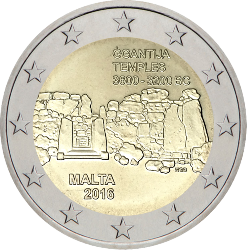 2016 Malta Ggantijos šventykla 2 eurų BU moneta kortelėje (2)