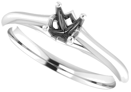 14K White 4.4 mm Round Solitaire Engagement Ring Mounting (5)