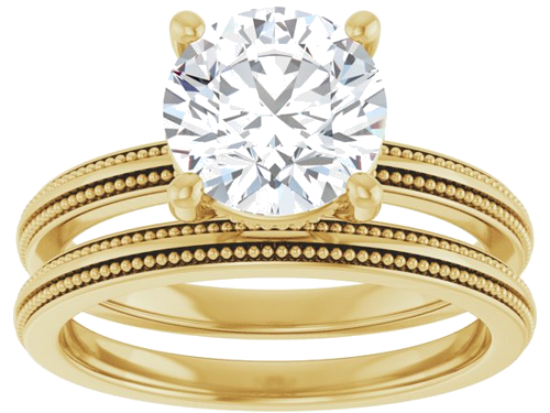 Sužadėtuvių Žiedas „Solitaire Milgrain“ 14k yellow gold Round 8mm (8)