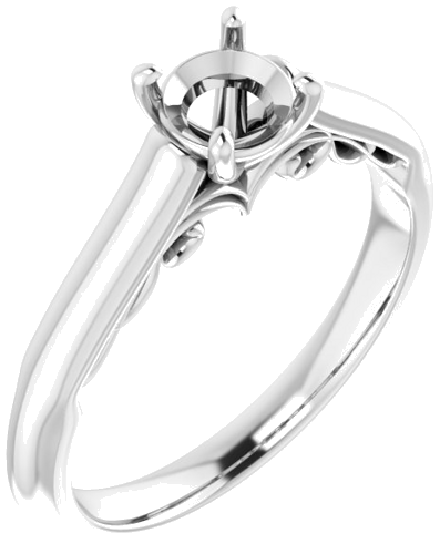 Platinum  5.2 mm Round Solitaire Engagement Ring Mounting (1)